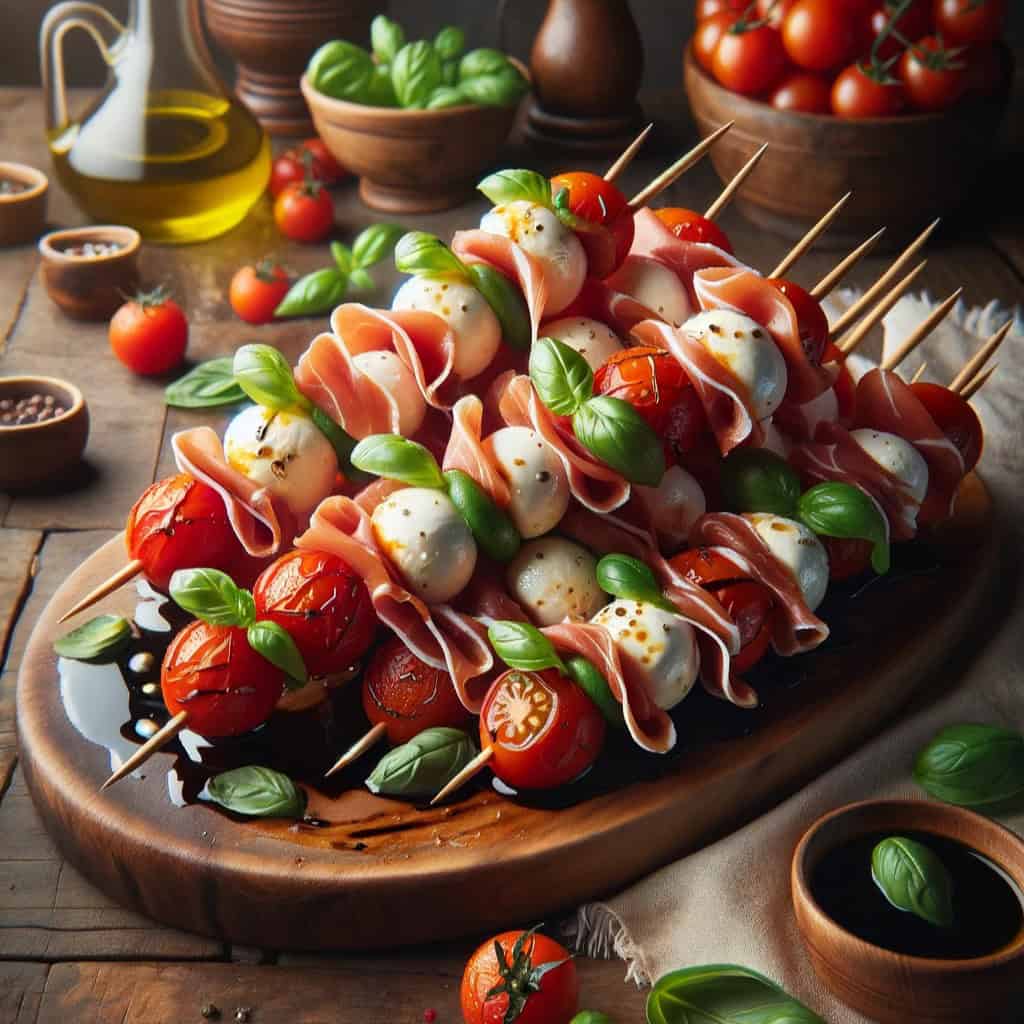 Caprese Skewers with Prosciutto - World Cuisines Network