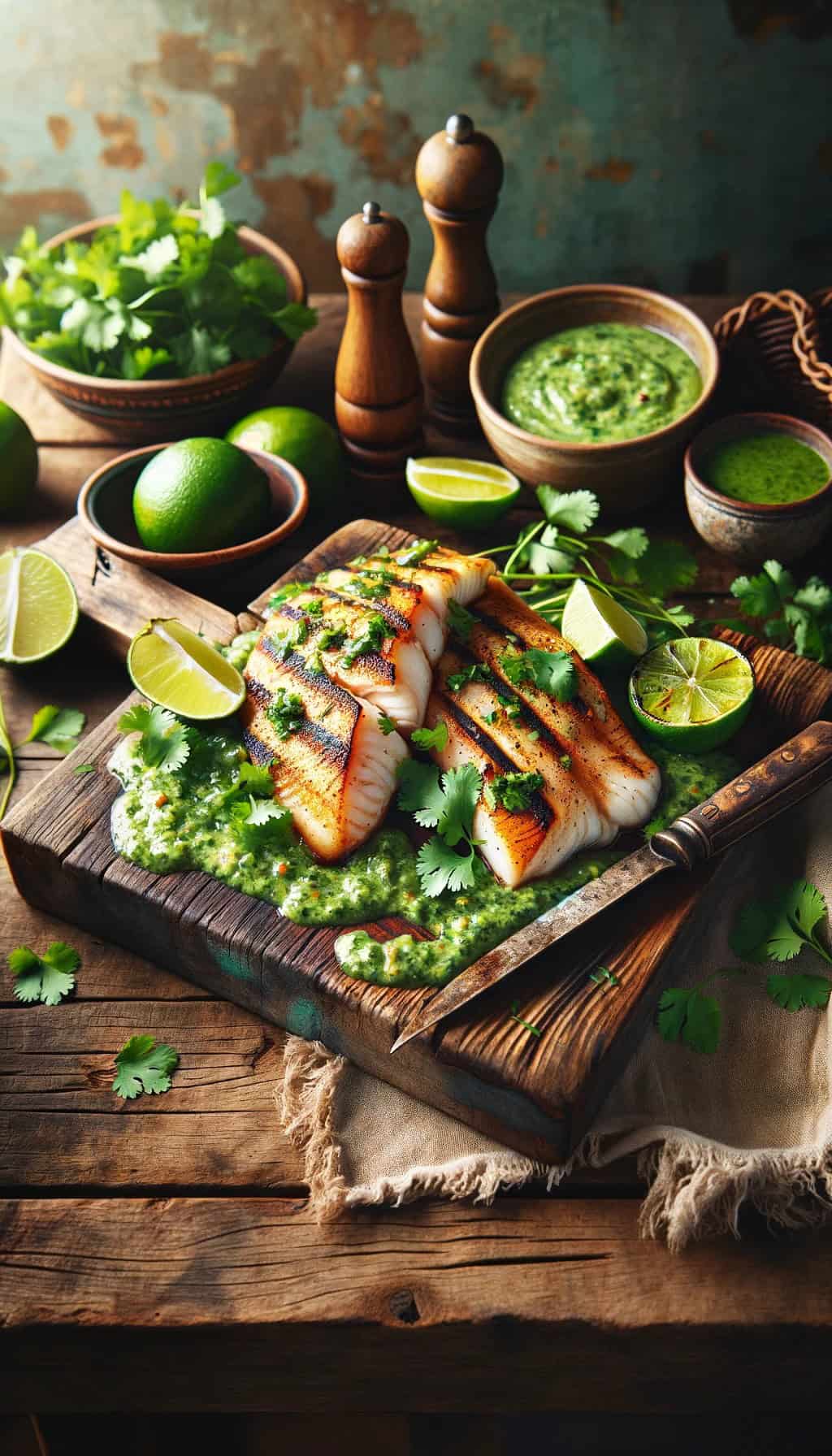 Grilled Barramundi with Cilantro Lime Sauce