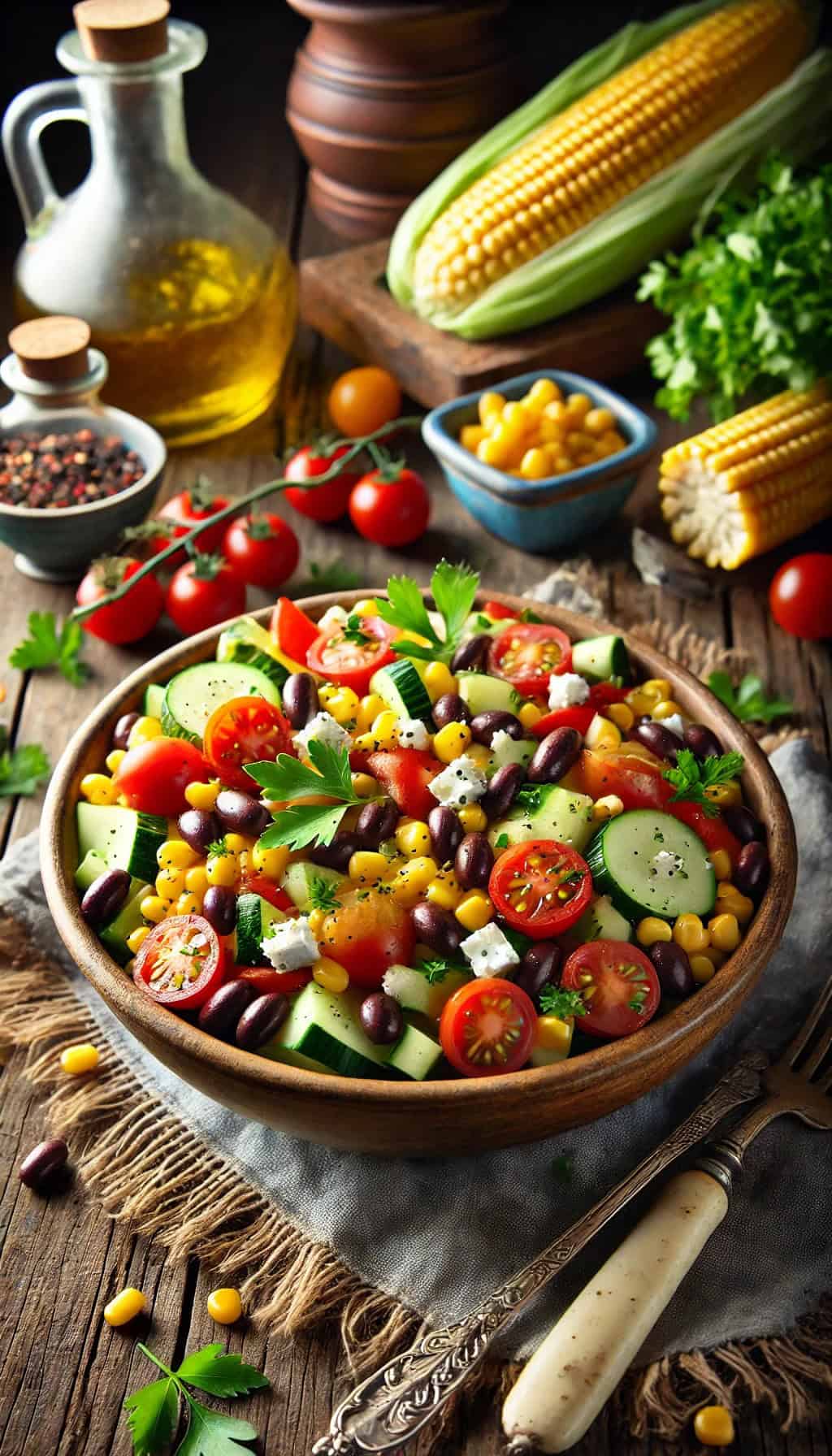 Mediterranean Corn and Black Bean Salad