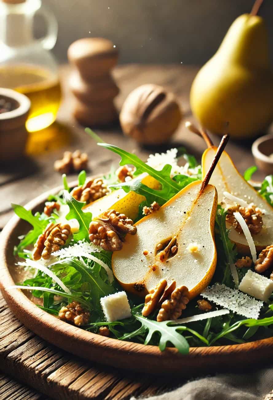 Pear and Arugula Salad with Candied Walnuts