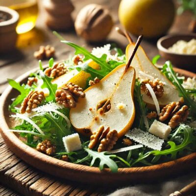 Pear and Arugula Salad with Candied Walnuts