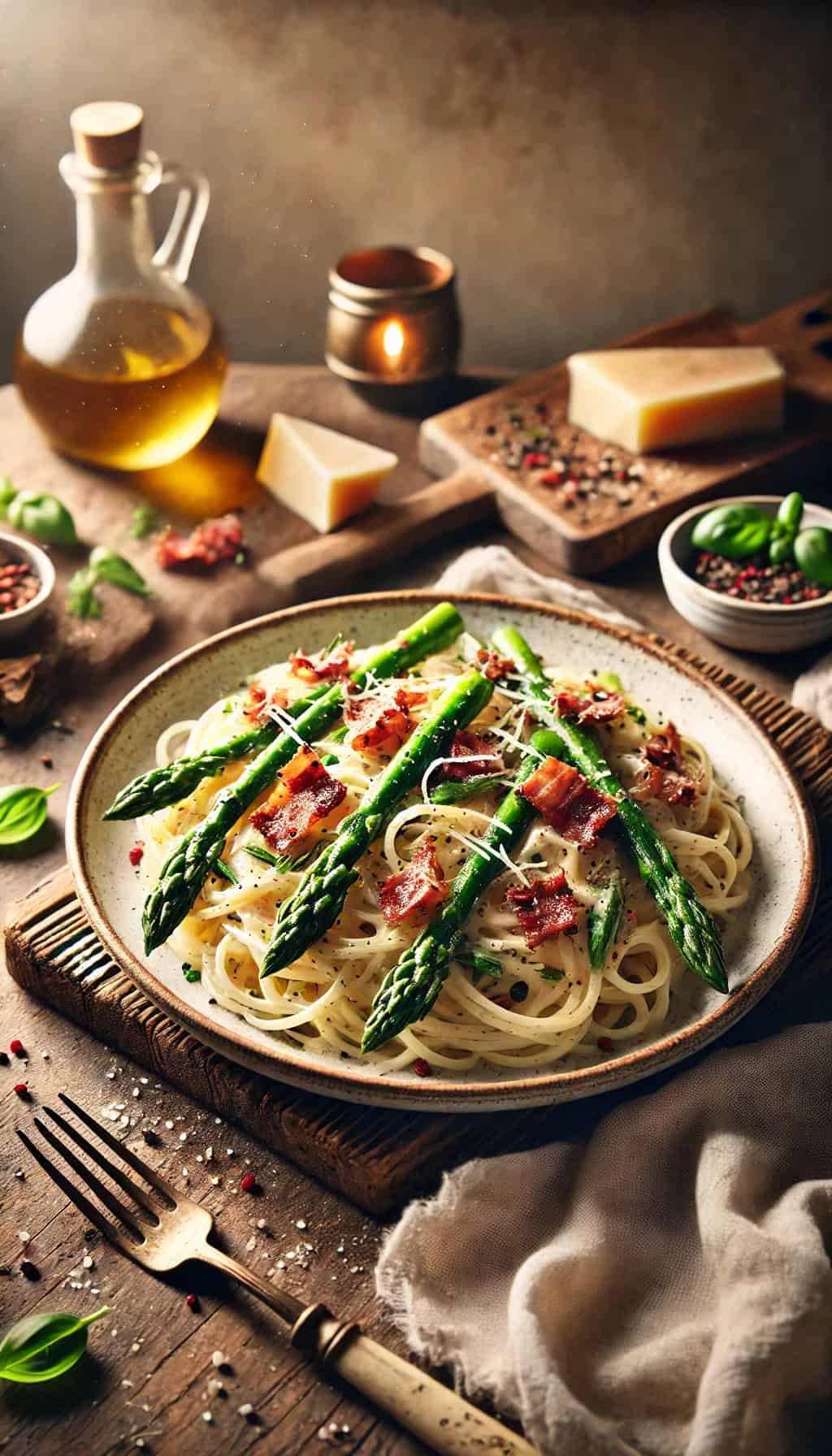 Creamy Pasta with Asparagus and Bacon