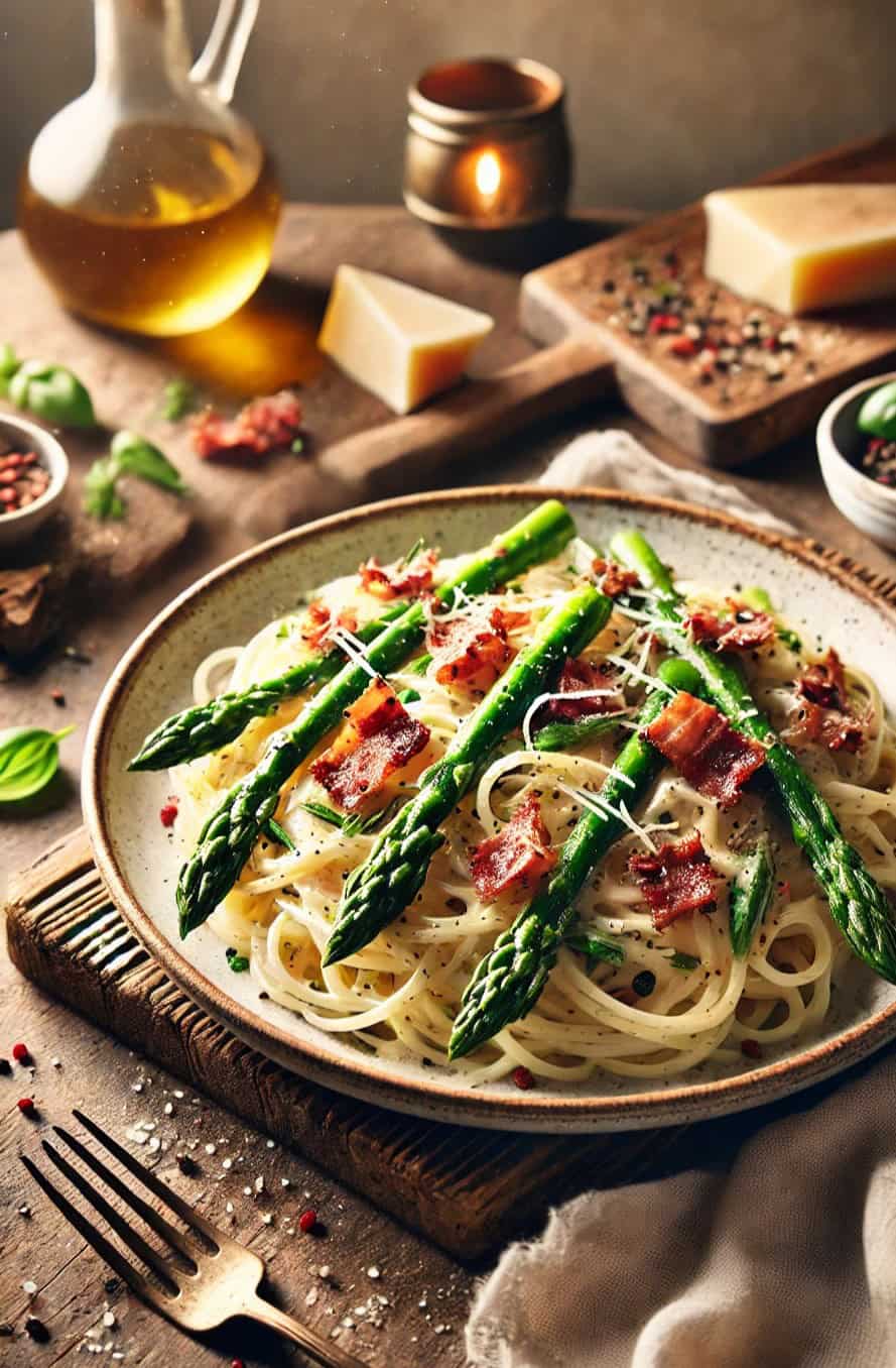 Creamy Pasta with Asparagus and Bacon