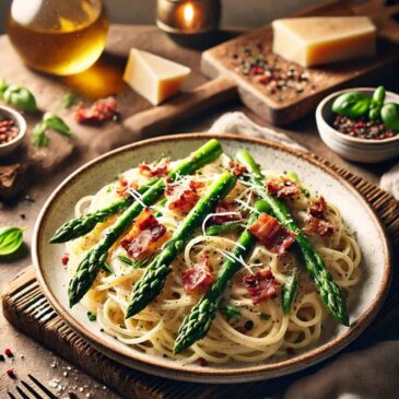 Creamy Pasta with Asparagus and Bacon