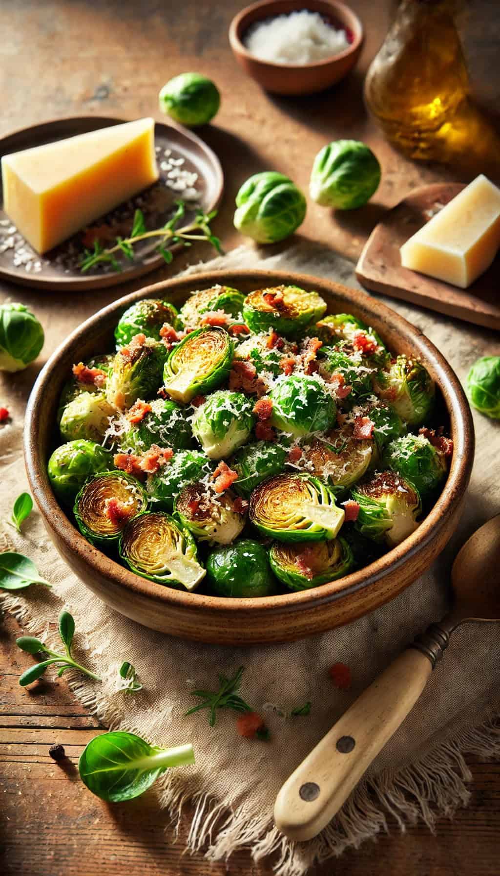 Roasted Brussels Sprouts with Bacon and Parmesan