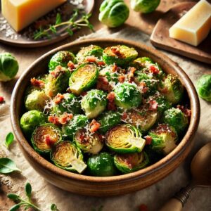 Roasted Brussels Sprouts with Bacon and Parmesan