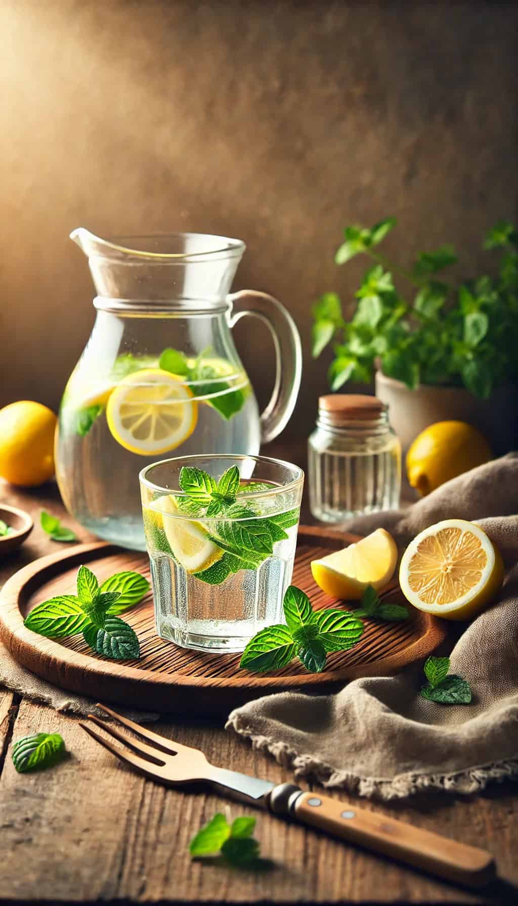 Lemon Water with Fresh Mint